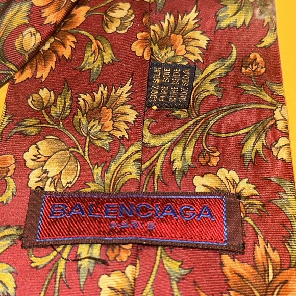 Retro Balenciaga, El Corte Ingles, Flowers Look Alive, Orange Tan Tie, Clean. - Picture 3 of 3